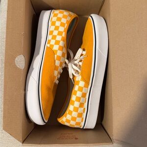 NWOT Vans Bold Mustard Yellow and White Checkered Sneakers